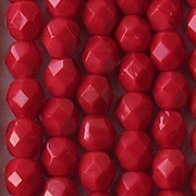 6mm Opaque Bright Red Faceted Round Beads [50] (see Comments)