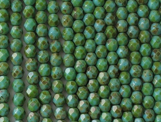 6mm Turquoise Picasso Faceted Round Beads [50]