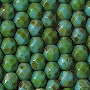 6mm Turquoise Picasso Faceted Round Beads [50]