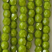 4mm Opaque Olive Green Faceted Round Beads [100]