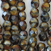 6mm Dark Brown Tiger Faceted Round Beads [50]