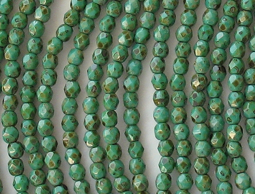 4mm Turquoise Picasso Faceted Round Beads [100] (see Comments)