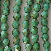 4mm Turquoise Picasso Faceted Round Beads [100] (see Comments)