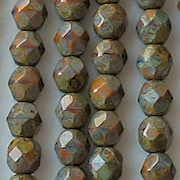 6mm Brown Picasso Faceted Round Beads [50] (see Comments)