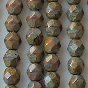 6mm Brown Picasso Faceted Round Beads [50] (see Comments)