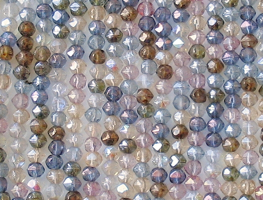 4mm Mixed Luster English-Cut Faceted Beads [100] (see Comments)