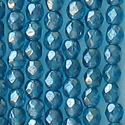 4mm Capri Blue Luster Faceted Round Beads [100]