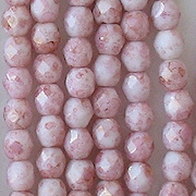 4mm Pink Mottled Faceted Round Beads [100]