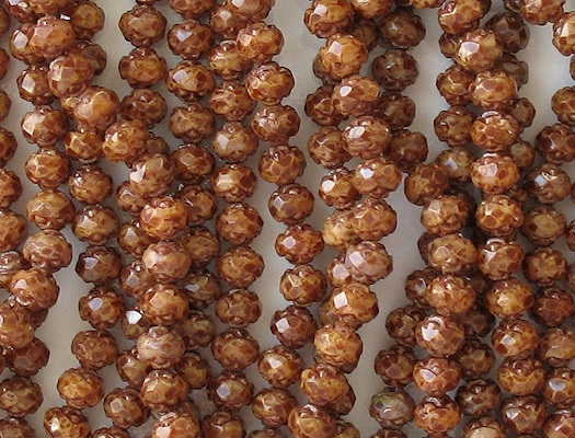 5x6mm Brown Picasso Faceted Rosebud Beads [50]