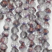 4mm Clear/Amethyst/Copper English-Cut Beads [100]