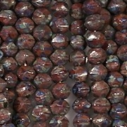 4mm Brown Umber Picasso 'English Cut' Beads [100]