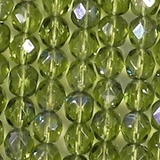 6mm Olive Green/Blue Iris Faceted Round Beads [50]