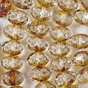 6x8mm Clear/Amber Picasso Faceted Rondelle Beads [25]