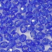 4mm Sapphire Blue Luster Faceted Round Beads [100]