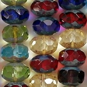 7x11mm Mixed Picasso Faceted Rondelle Beads [20]