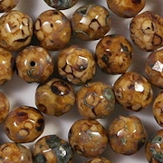 8mm Beige Picasso Faceted Round Beads [20]