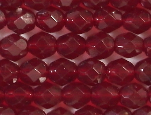 6mm Medium Garnet Red Faceted Round Beads [50]