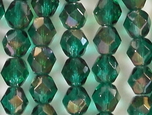 6mm Viridian Green Celsian Faceted Round Beads [50]