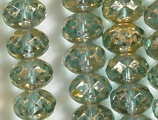 6x9mm Aqua Gold Mottled Faceted Rondelle Beads [25]