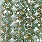 6x9mm Aqua Gold Mottled Faceted Rondelle Beads [25]