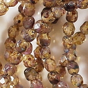 4mm Clear/Purple Picasso Faceted Round Beads [50]
