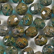 8mm Aqua Picasso Faceted Round Beads [25]