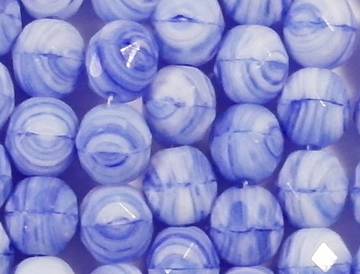8mm Sapphire Blue Striped Faceted Round Beads [40]