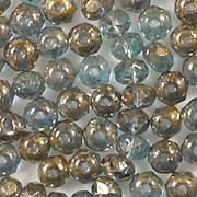 3x5mm Light Aqua Gold Faceted Rondelle Beads [50]