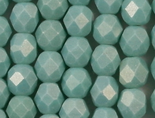 6mm Greenish Turquoise/Gold Coated Faceted Round Beads [50] (see Comments)