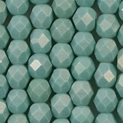 6mm Greenish Turquoise/Gold Coated Faceted Round Beads [50] (see Comments)