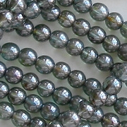 6mm Forest Green Luster Round Beads [50]