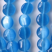 8mm Capri Blue Tablet Cat's Eye Beads [50] (see Defects)