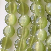 8mm Olive Green Cat's Eye Tablet Beads [50]