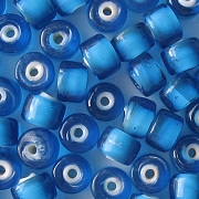 5x7mm Capri Blue/White Cylinder Beads [50]