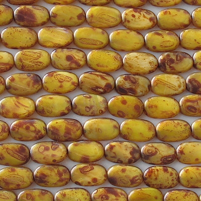 14mm Yellow Picasso Twisted Oval Beads [25]
