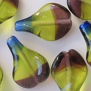 25mm Purple/Lime/Blue Twisted Teardrop Beads [3]