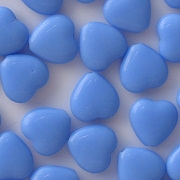 10mm Opaque Blue Flat Heart Beads [50]