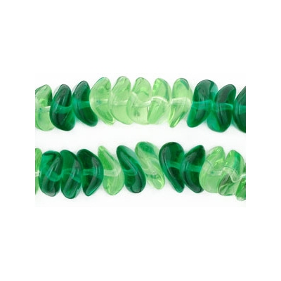 4x9mm Light Green/Emerald Wavy Rondelle Beads [50]