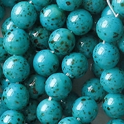6mm Turquoise Speckled Coated Round Beads [50]