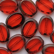 12mm Red Picasso Polished Oval Beads [20] (see Comments)