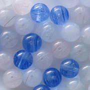 8mm White & Blue Swirl Round Beads [50]