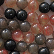 8mm Red/Gray/Black Mixed Round Beads [50]