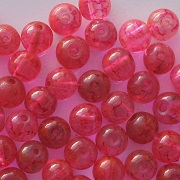 6mm Pink Mottled Round Beads [50]