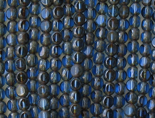 6mm Sapphire Blue Picasso 3-Cut Round Beads [50]