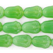 10mm Milky Green Tulip Beads [50] (see Defects)