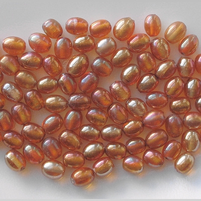 9mm Topaz/Gold Luster Oval Beads [50]
