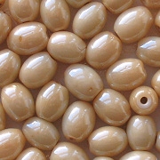 9mm Beige Luster Oval Beads [50] (see Defects)