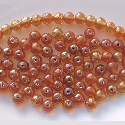 6x7mm Topaz/Gold Luster Round Beads [50] (see Defects)
