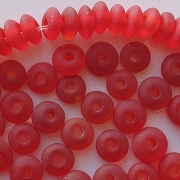 4x7mm Ruby Red Matte Rondelle Beads [100]