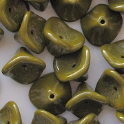 10x12mm Opaque Olive 3-Petal Flower Beads [25]